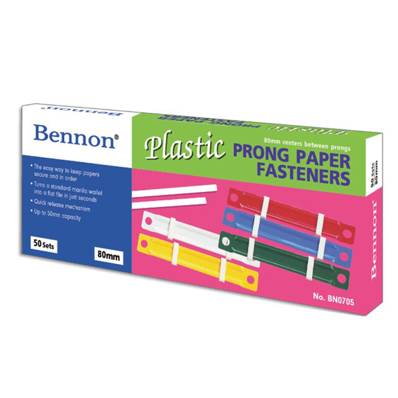 Bennon ลิ้นแฟ้มพลาสติก รุ่น BN0705 (กล่อง 50 ชุด)