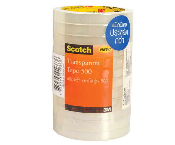 3M เทปใส แกน 3 นิ้ว รุ่น 500 ขนาด 1/2 นิ้ว X 36 หลา แพ็ค 1X12