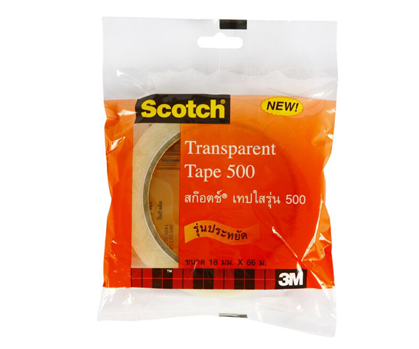 3M เทปใส แกน 3 นิ้ว รุ่น 500 ขนาด 3/4 นิ้ว X 72 หลา แพ็ค 1X8