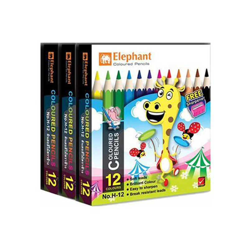ช้าง สีไม้สั้น 12 สี รุ่น H-12