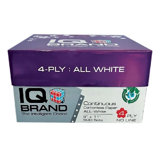 IQ กระดาษต่อเนื่องเคมีขาว 9x11\