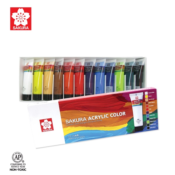 SAKURA สีอคิลิค เซ็ต 12 สี  XAC20-12