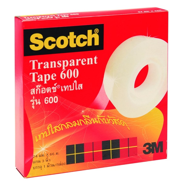 Scotch® เทปใส 600  แกน 3 นิ้ว  1/2 นิ้ว x 72 หลา