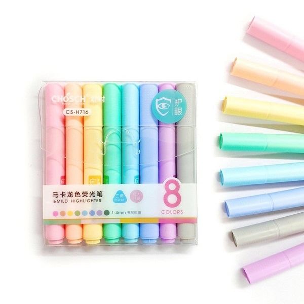 CHOSCH ชุดไฮไลท์ 8 สี ปากกาไฮไลท์ ปากกาเน้นข้อความ (CS-H716)