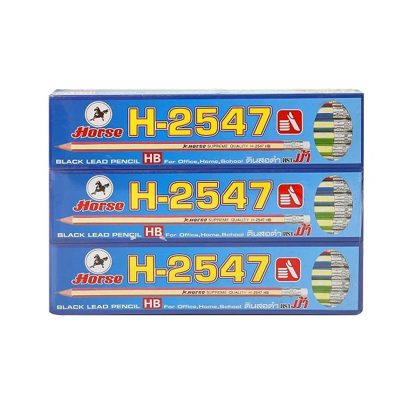 ตราม้า ดินสอเหลี่ยม No.H-2547 HB ลายริ้ว