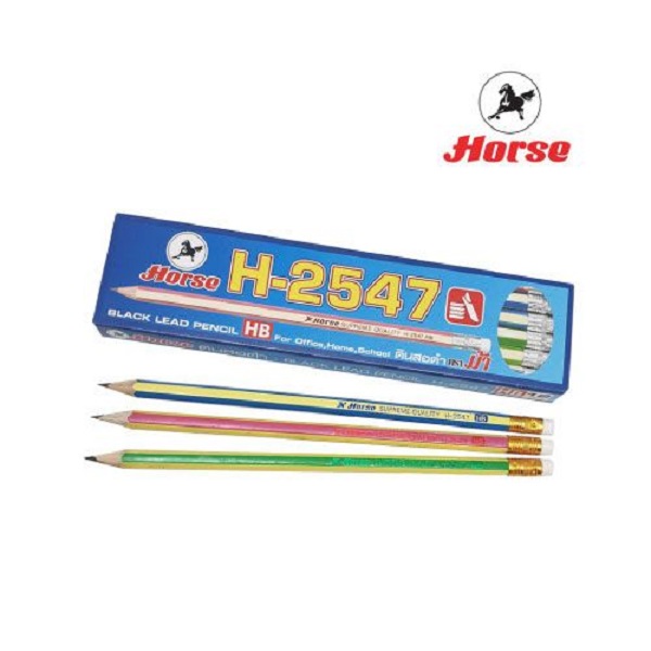 ดินสอเหลี่ยม No.H-2547 HB ลายริ้ว (1x12)