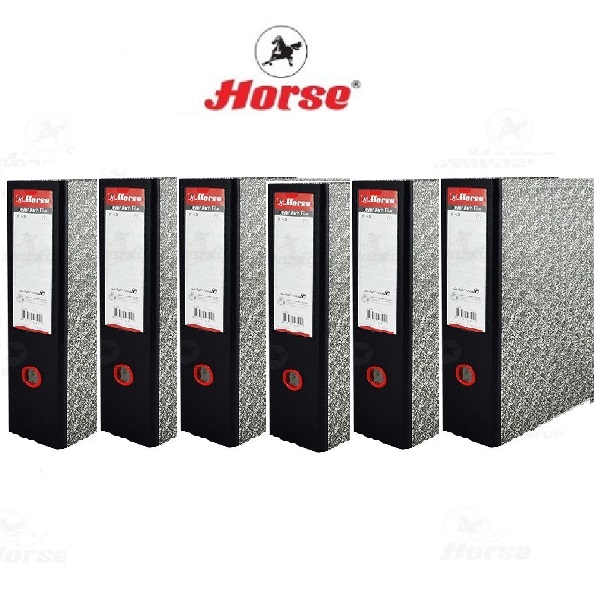 ม้า แฟ้มสันกว้าง 3 นิ้ว F4 รุ่น H-404 สีดำ แพ็ค 1X6