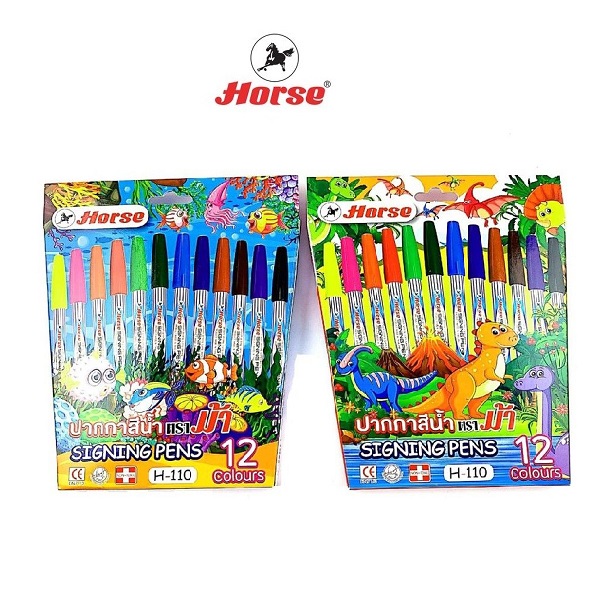ตราม้า ปากกาสีน้ำ (เมจิก) ชุด 12 สี H-110