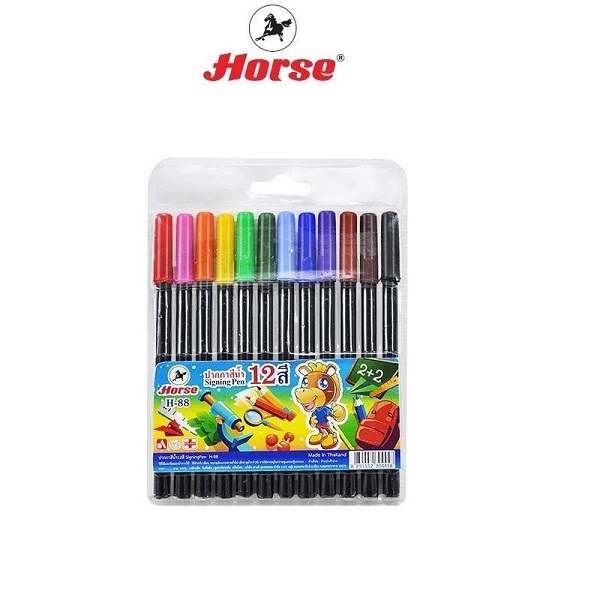 ตราม้า ปากกาสีน้ำ (ปากกาเมจิก) H-88 ชุด12สี