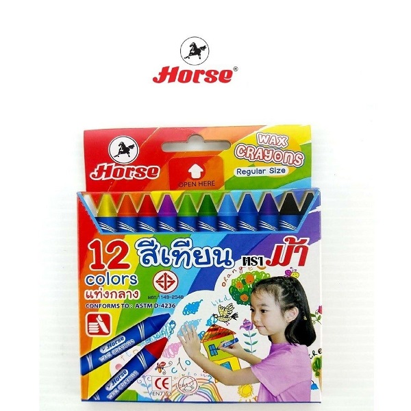 ตราม้า สีเทียน ขนาดกลาง 12 สี