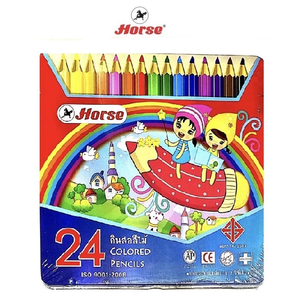 ดินสอสีไม้ยาว 24สี กล่องเหล็ก