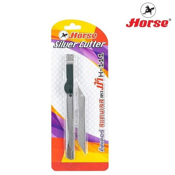 ตราม้า มีดคัตเตอร์ สแตนเลส 9มม. SILVER H-111