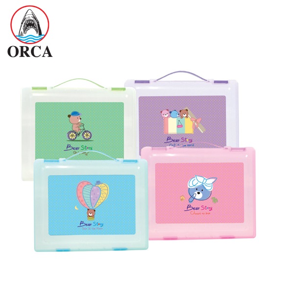 ORCA แฟ้มกล่องพลาสติก No.A20 หูหิ้วมีลาย