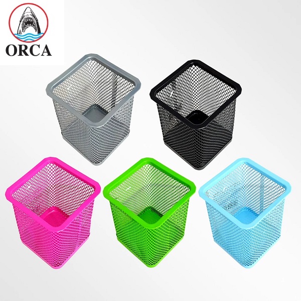 ORCA กล่องเหล็ก ใส่ปากกาทรงเหลี่ยม No.H-8014