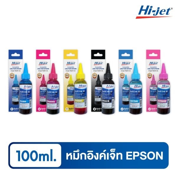 HI-JET หมึกเติมอิงค์เจ็ท ขนาด 100 ML สำหรับเครื่องพิมพ์ EPSON