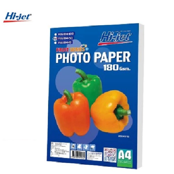 Hi-jet กระดาษโฟโต้ ผิวมัน Inkjet Fruit Series Glossy Photo Paper 180 แกรม A4 50 แผ่น PJG184-100