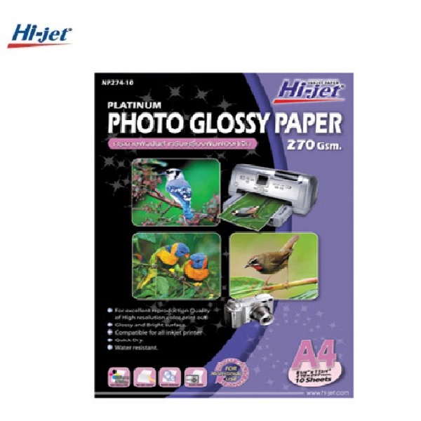 HI-JETกระดาษอิงค์เจ็ท โฟโต้ NP274-10 270Gsm.