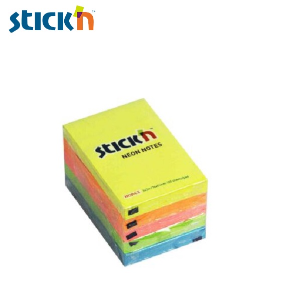 สติก เอ็น กระดาษโน้ต 3″x2″ คละสี 4+1 NEON