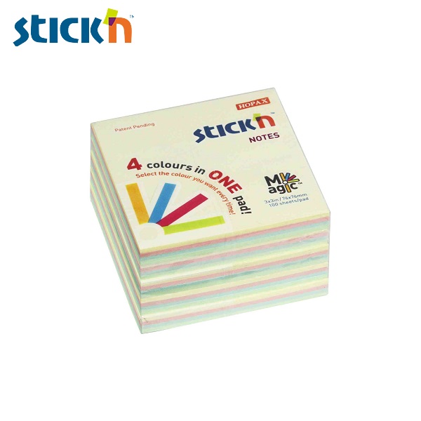 สติก เอ็น  กระดาษโน้ต MP 3″x3″ Pastel(4+1)  21574