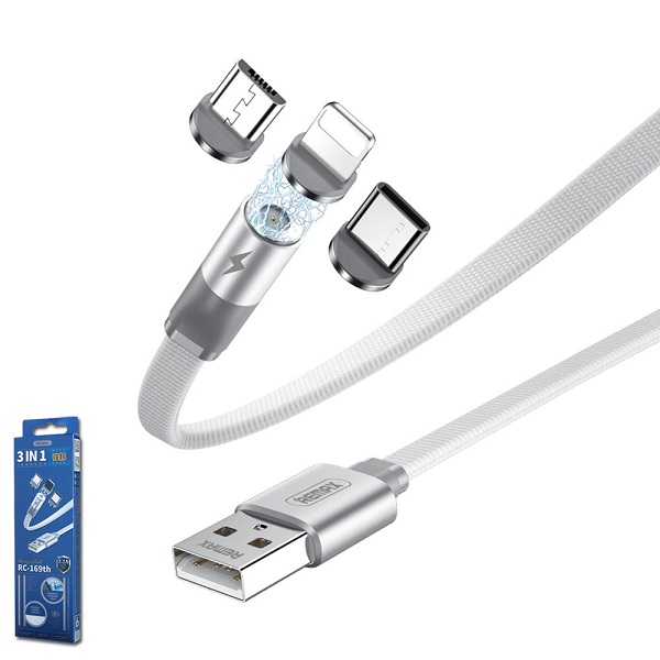 Remax สายชาร์จ 3 in 1 1M No. RC-169 th ขาว