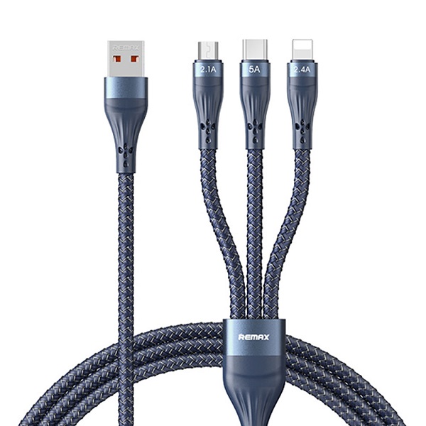 Remax สายชาร์จ 3in1 1M No.RC-199th 5A น้ำเงิน
