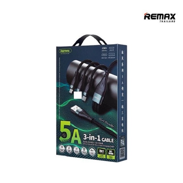 Remax สายชาร์จ 3in1 1M No.RC-199th 5A น้ำเงิน
